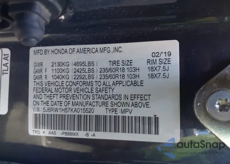 2019 Honda Cr-V Ex from USA, damaged, VIN 5J6RW1H57KA015520
